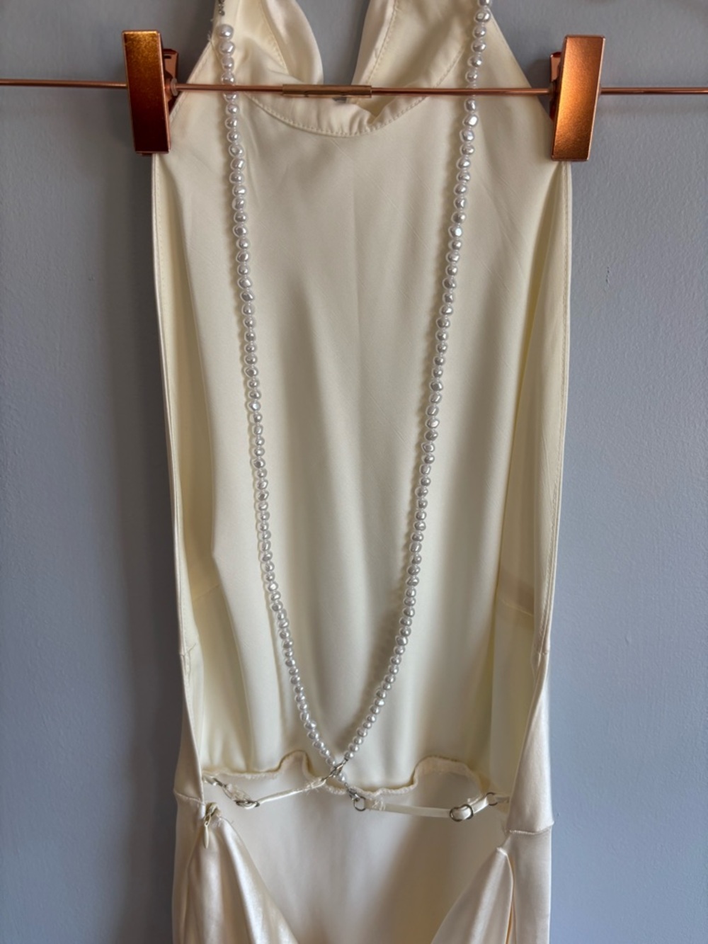 Hello Molly White Backless Maxi Dress with Pearl Straps - Picture 5 of 5